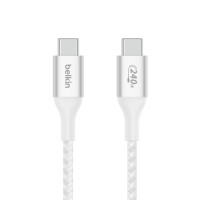 BELKIN 240W BRAIDED C-C CABLE 2M WHT