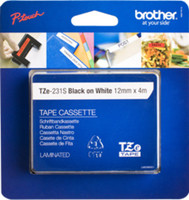 Brother TZE-231S BLACK/WHITE 12MM/4M