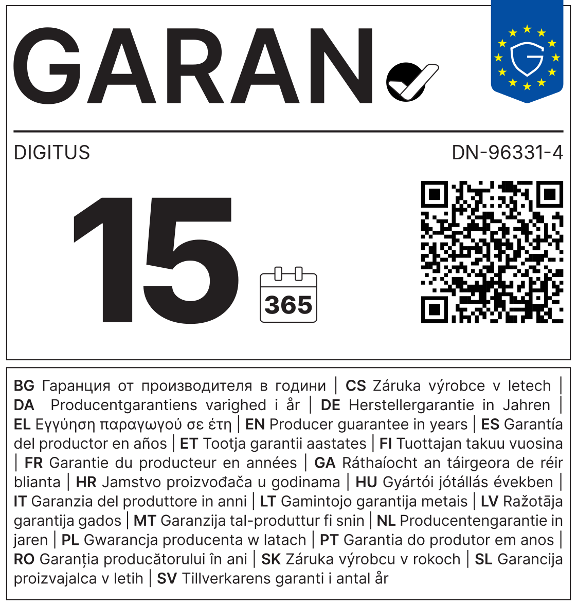 GARAN-Label: Herstellergarantie DIGITUS DN-96331-4