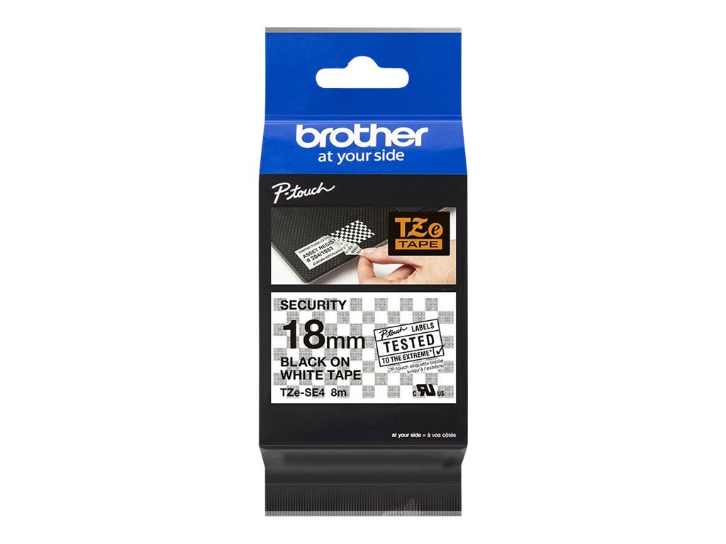 Brother TZe-SE4 - Selbstklebend - Schwarz auf Weiß - Rolle (1,8 cm x 8 m)