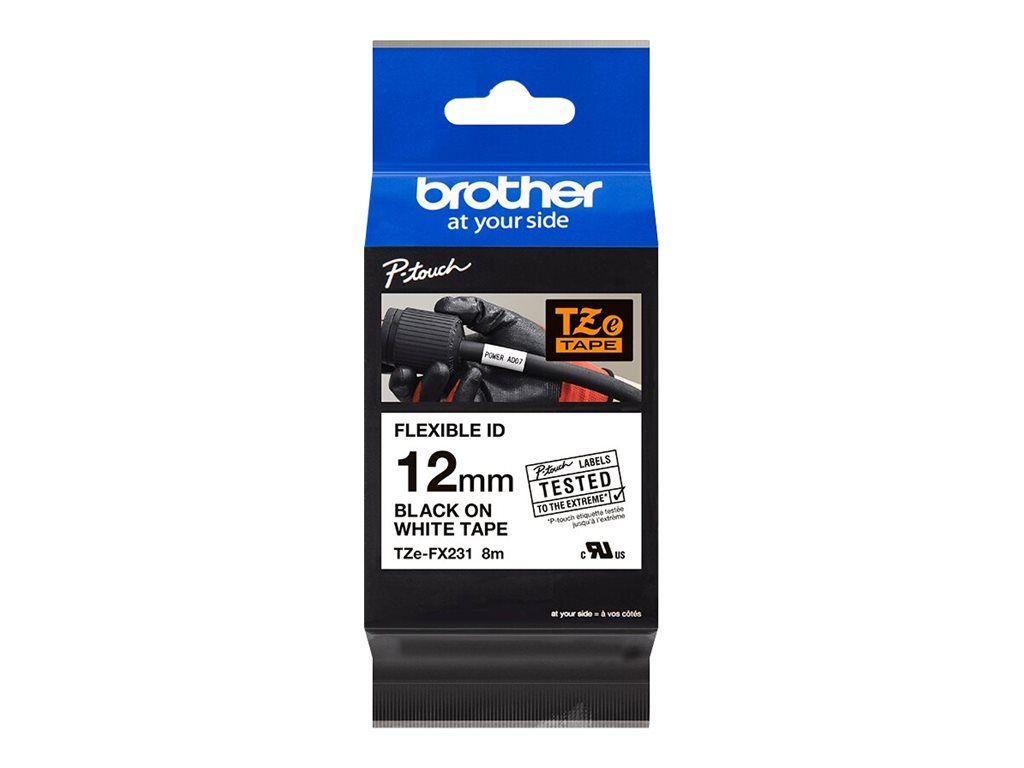 Brother TZe-FX231 - Selbstklebend - Schwarz auf Weiß - Rolle (1,2 cm x 8 m)