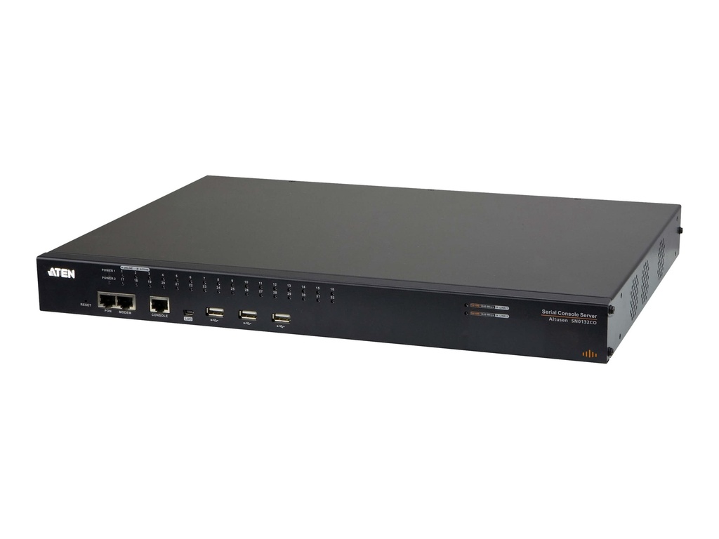 ATEN 32-Port Serieller Konsolen Server mit Dual-Strom/LAN - RJ-45/Mini-USB - 327,7 x 438,4 x 44 mm - 5,65 kg - AC - 100 - 240 V - 50 / 60 Hz