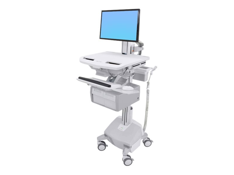 Ergotron Cart with LCD Pivot, LiFe Powered, 2 Tall Drawers - Wagen - offene Architektur - für LCD-Display / PC-Ausrüstung - verriegelbar - Aluminium, verzinker Stahl, hochwertiger Kunststoff - Bildschirmgröße: bis zu 61 cm (bis zu 22 Zoll)