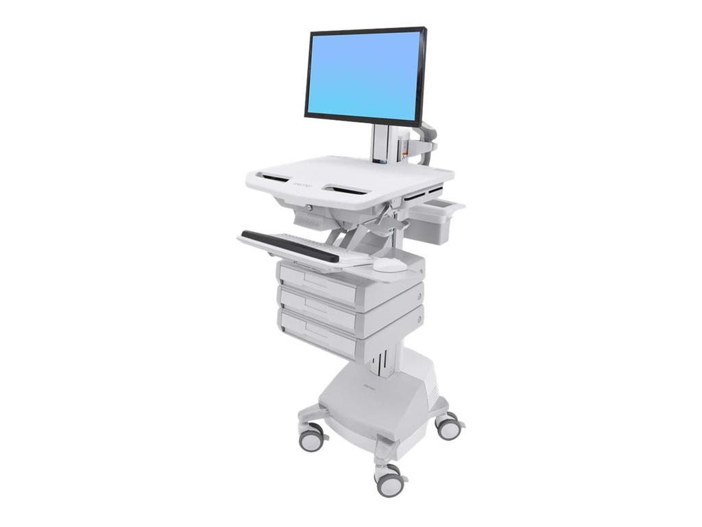 Ergotron Cart with LCD Pivot, SLA Powered, 3 Drawers - Wagen - für LCD-Display / PC-Ausrüstung - verriegelbar - medizinisch - Aluminium, verzinker Stahl, hochwertiger Kunststoff - Bildschirmgröße: bis zu 61 cm (bis zu 24 Zoll)