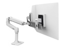 Ergotron LX - Befestigungskit (Gelenkarm, Verlängerung, Basis, 2-teilige Tischklemme, Arm für zwei Bildschirme, 2 Drehgelenke, 8" Stange) - für 2 LCD-Displays - Dual Direct - weiß - Bildschirmgröße: bis zu 63,5 cm (bis zu 25 Zoll)