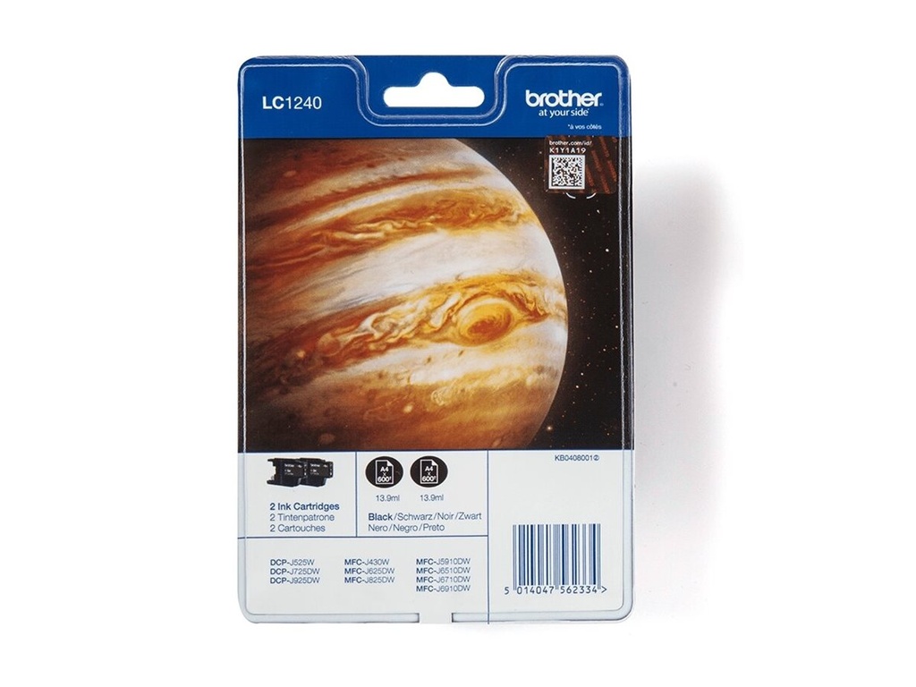 Brother LC1240BKBP2DR - Schwarz - Tinte auf Pigmentbasis - 1 Stück(e) - 600 Seiten - Doppelpack
