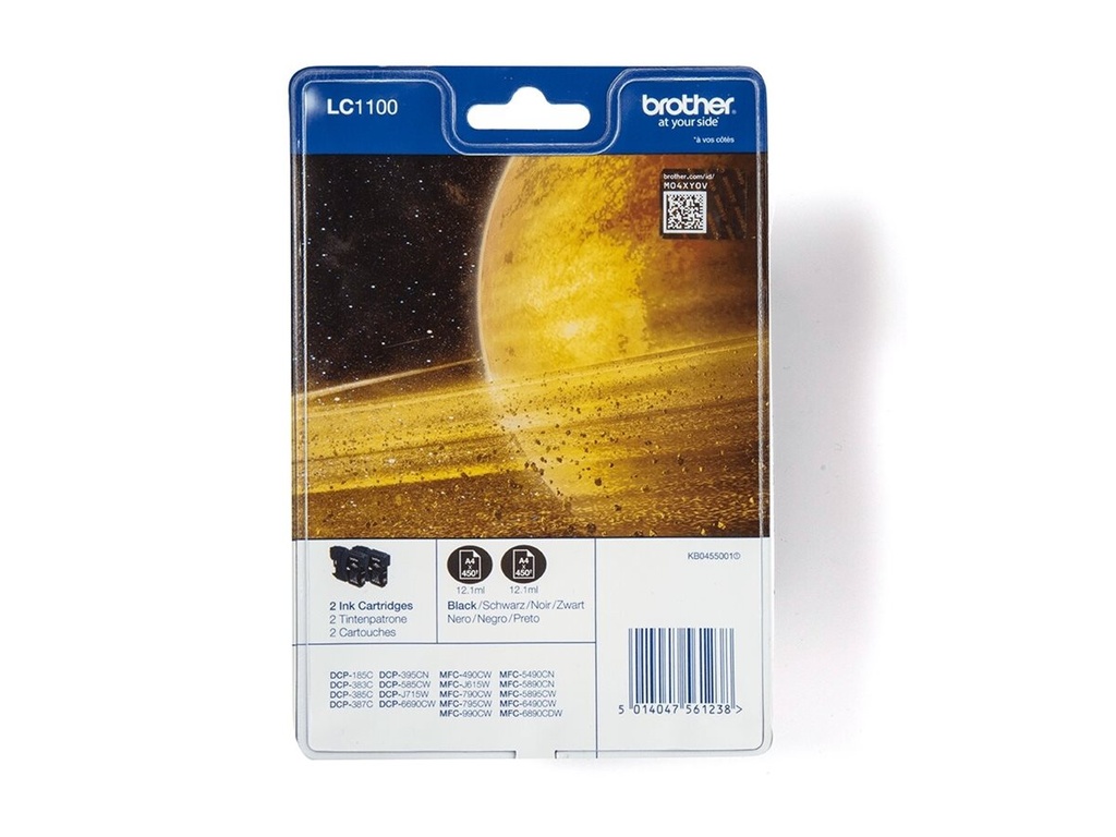 Brother LC1100BKBP2DR - Schwarz - Tinte auf Pigmentbasis - 2 Stück(e) - 450 Seiten - Doppelpack