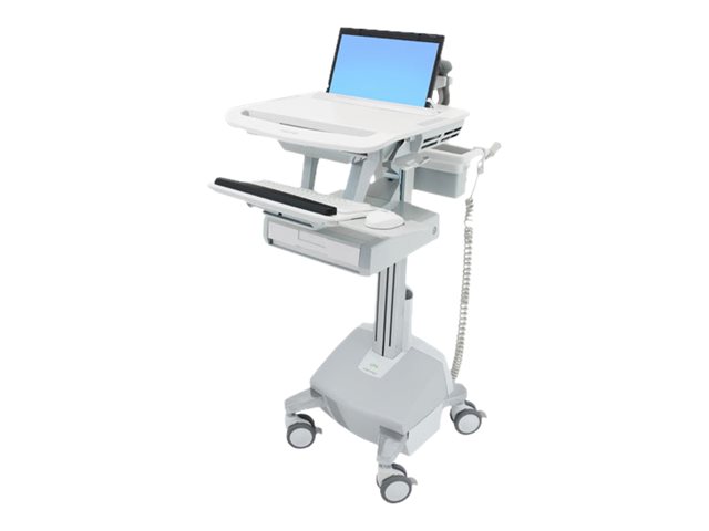 Ergotron Wagen (nur Laden) - offene Architektur - für Notebook / PC-Ausrüstung - verriegelbar - medizinisch - Kunststoff, Aluminium, verzinker Stahl - Grau, weiß, Polished Aluminum - Bildschirmgröße: bis zu 43,9 cm (bis zu 17,3")