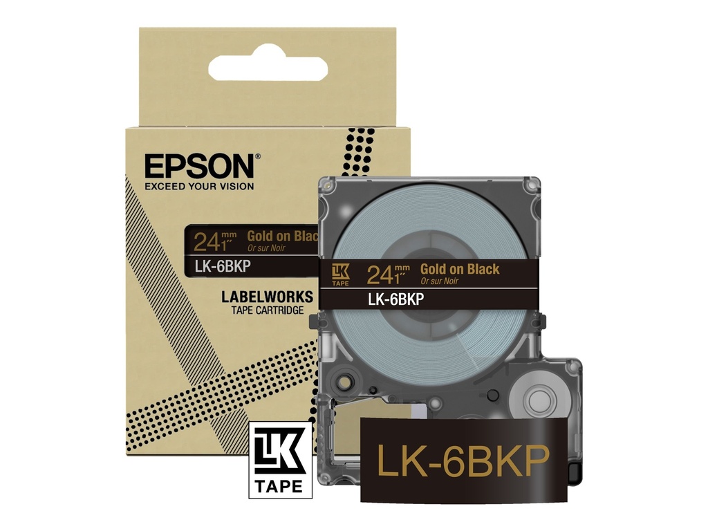 Epson LabelWorks LK-6BKP - Metallisch - gold auf schwarz - Rolle (2,4 cm x 9 m)