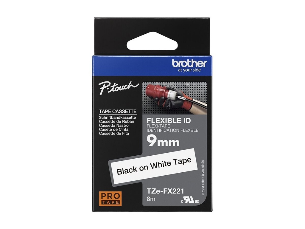 Brother TZe-FX221 - Schwarz auf Weiß - Rolle (0,9 cm x 8 m)