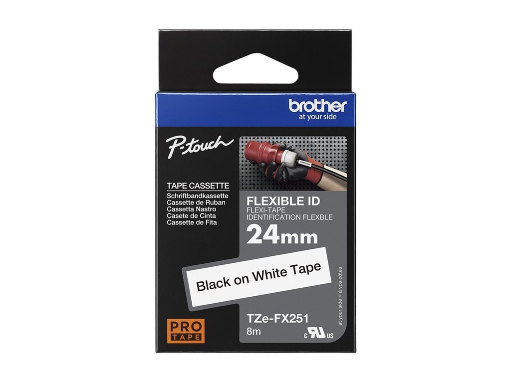 Brother TZe-FX251 - Klebstoff - Schwarz auf Weiß - Rolle (2,4 cm x 8 m)