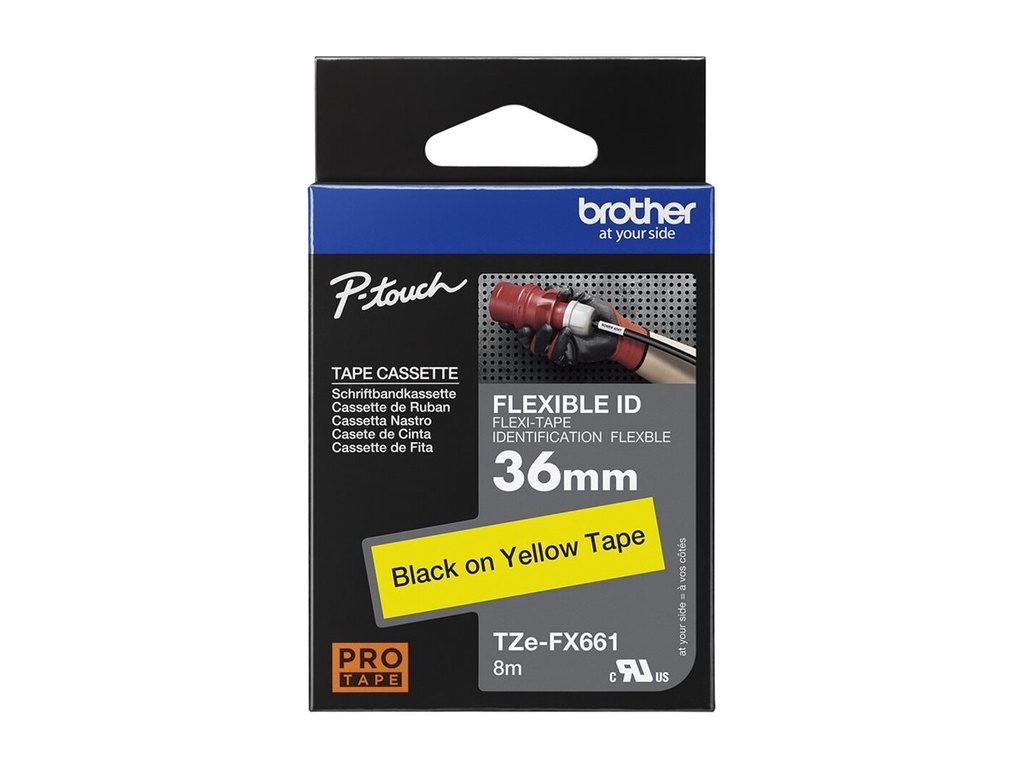 Brother TZe-FX661 - Schwarz auf Gelb - Rolle (3,6 cm x 8 m)