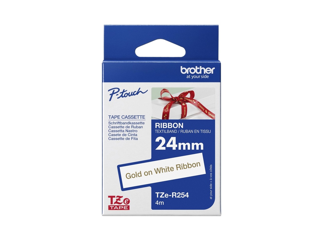 [TZER254] Brother TZe-R254 - Glänzend - Gold auf Weiß - Rolle (2,4 cm x 4 m)