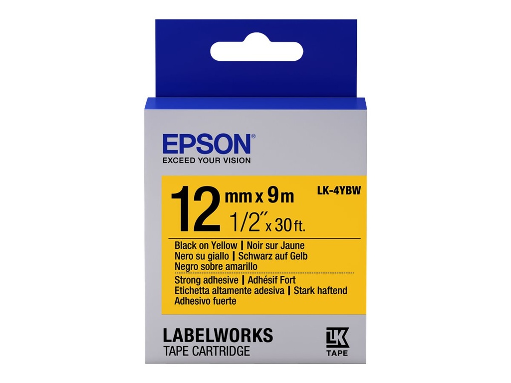 [C53S654014] Epson LabelWorks LK-4YBW - Schwarz auf Gelb - Rolle (1,2 cm x 9 m)