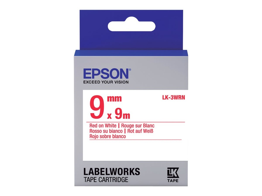 Epson LabelWorks LK-3WRN - Rot auf Weiß - Rolle (0,9 cm x 9 m)