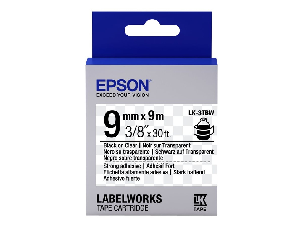 Epson LabelWorks LK-3TBW - Schwarz auf durchsichtig - Rolle (0,9 cm x 9 m)