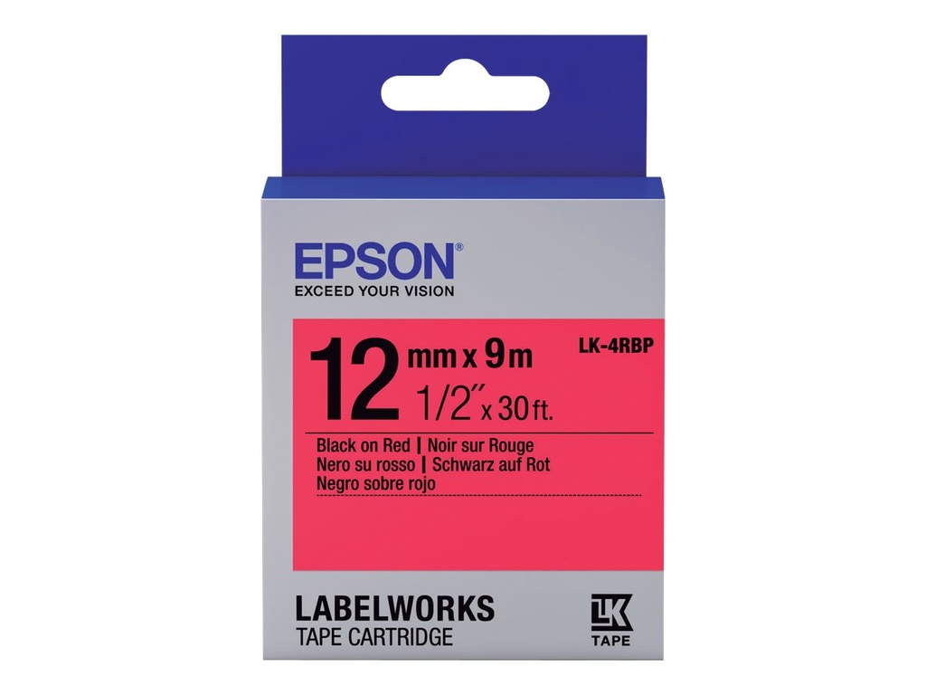 [C53S654007] Epson LabelWorks LK-4RBP - Schwarz auf rot - Rolle (1,2 cm x 9 m)