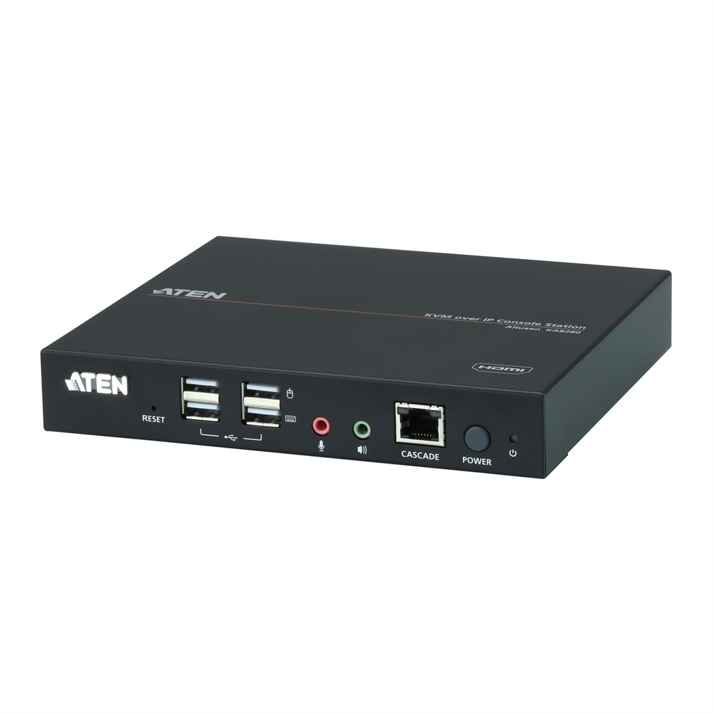 ATEN HDMI KVM over IP Konsolenstation - 1920 x 1200 Pixel - Ethernet/LAN - Full HD+ - Rack-Einbau - 4,66 W - Schwarz