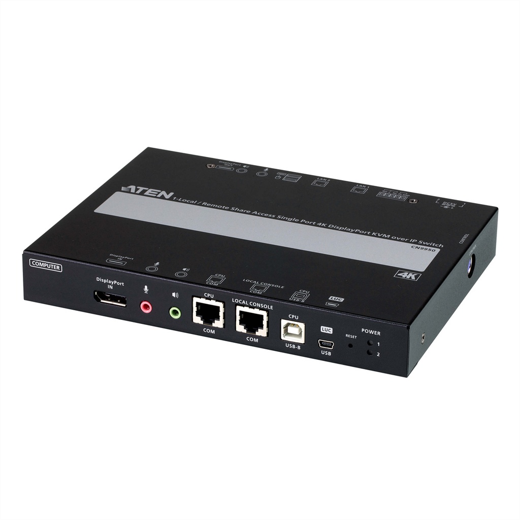 ATEN CN9950 1-Local-Remote Share Access Einzelport 4K DisplayPort KVM over IP - Kabel - Digital/Display/Video