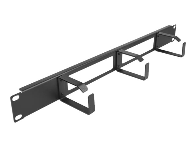 Delock Rack-Kabelmanagementblech mit Haken - 2 Öffnungen und 3 Bügel - Schwarz - 1U - 48.3 cm (19")