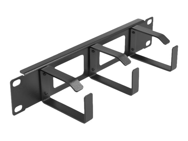 Delock Kabelmanagement - mit 2 Öffnungen und 3 Bügel - Schwarz - 1U - 25.4 cm (10")