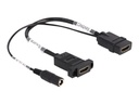 Delock Geschlechtswechsler - HDMI, Gleichstromstecker 5,5 x 2,1 mm weiblich zu HDMI weiblich - 30 cm - Schwarz - Unterstützung für 4K60Hz (3840 x 2160)