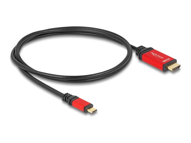 Delock Adapterkabel - USB-C männlich zu HDMI männlich - 1 m - Schwarz / Rot - 8K60Hz (7680 x 4320)