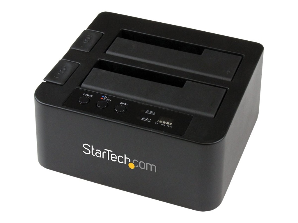 StarTech.com Dual-Bay Festplatten-Kopierer, USB 3.0  / eSATA Cloner/Dock - Speicher-Controller mit Netzanzeige - 2.5", 3.5" (6.4 cm, 8.9 cm)
