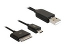 Delock Lade-/Datenkabel - Apple Dock, Micro-USB Typ B männlich zu USB männlich - 30 cm - Schwarz - für Apple iPad/iPhone/iPod (Apple Dock)