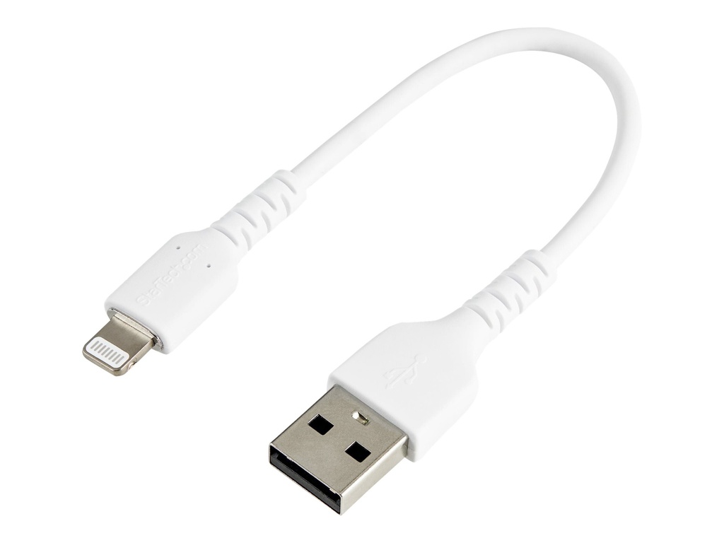 StarTech.com Startech 15cm USB-A auf Lightning-Kabel - Hochbelastbare, robuste Aramidfaser - Lade-/Synchronisationskabel - Apple MFi-zertifiziert iPad/iPhone 12 - Weiß (RUSBLTMM15CMW)