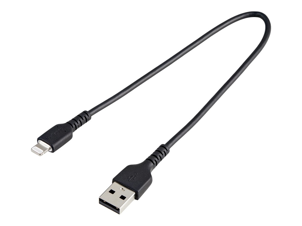 StarTech.com Startech 30cm USB-A auf Lightning-Kabel - Hochbelastbare, robuste Aramidfaser - Lade-/Synchronisationskabel - Apple MFi-zertifiziert iPad/iPhone 12 - Schwarz (RUSBLTMM30CMB)
