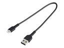 StarTech.com Startech 30cm USB-A auf Lightning-Kabel - Hochbelastbare, robuste Aramidfaser - Lade-/Synchronisationskabel - Apple MFi-zertifiziert iPad/iPhone 12 - Schwarz (RUSBLTMM30CMB)
