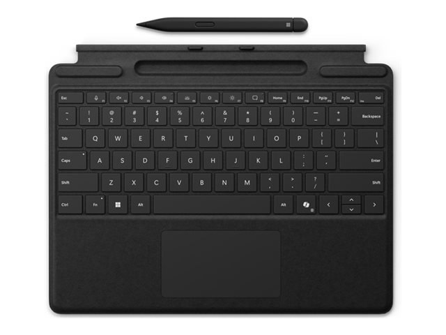 Microsoft Surface Pro Keyboard - Tastatur - mit Trackpad, Beschleunigungsmesser, Surface Slim Pen 2 Ablage- und Ladeschale - QWERTY - Niederländisch - Schwarz - mit Slim Pen 2 - für Microsoft Surface Pro 8, Pro 8 for Business, Pro 9, Pro 9 for Business, Pro 10 for Business, Pro (11th Edition)