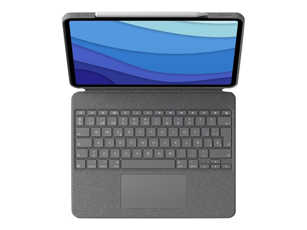 Logitech Combo Touch - Tastatur und Foliohülle - mit Trackpad - hintergrundbeleuchtet - Apple Smart connector - QWERTY - Spanisch - Oxford Gray - für Apple 12.9-inch iPad Pro (5. Generation)