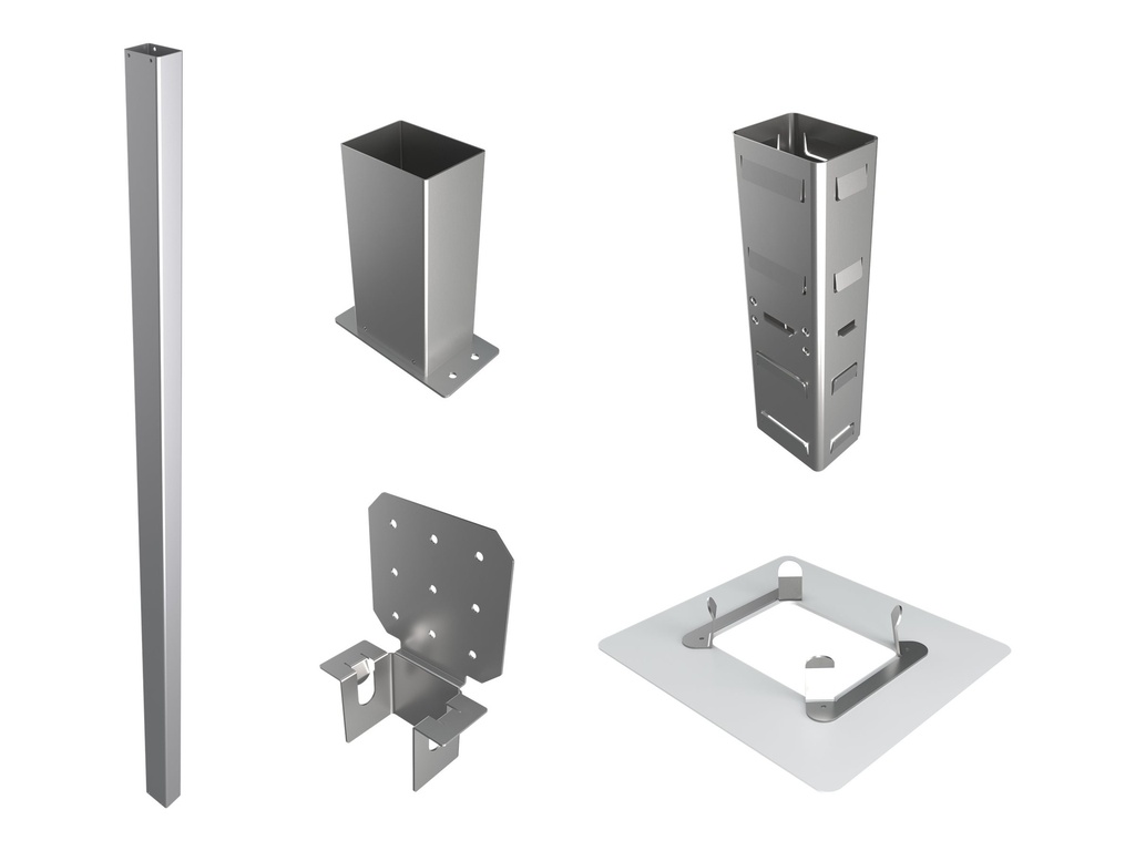 [E989893] Elo Touch Solutions Elo Wallaby Pro Self-Service - Befestigungskit (2 Stangen, Stangenkopplung, untere Pfostenhalterung, obere Pfostenhalterung, Rosettenplatte)