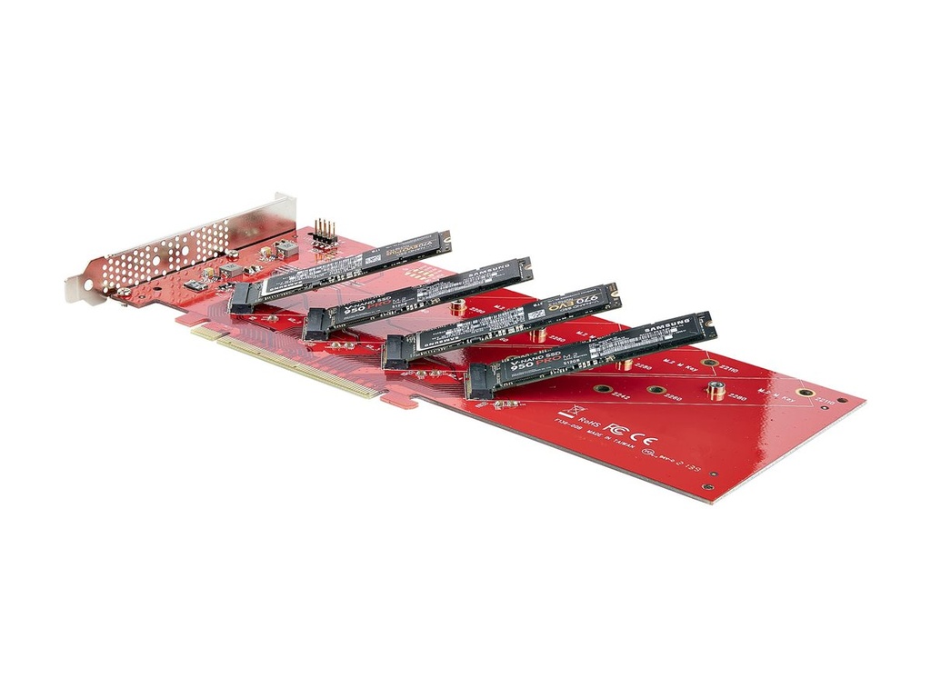 StarTech.com Quad M.2 PCIe Adapterkarte, PCI Express x16 zu NVMe/AHCI M.2 - Schnittstellenadapter - M.2 - Erweiterungsslot auf 4 x M.2 (Erweiterungsslot auf 4 x M.2)