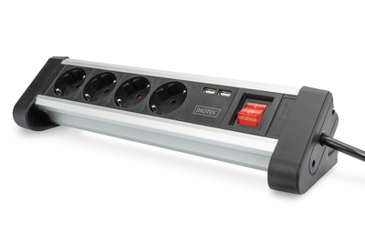 DIGITUS 4-fach Office-Steckdosenleiste mit 2x USB-Anschlüssen