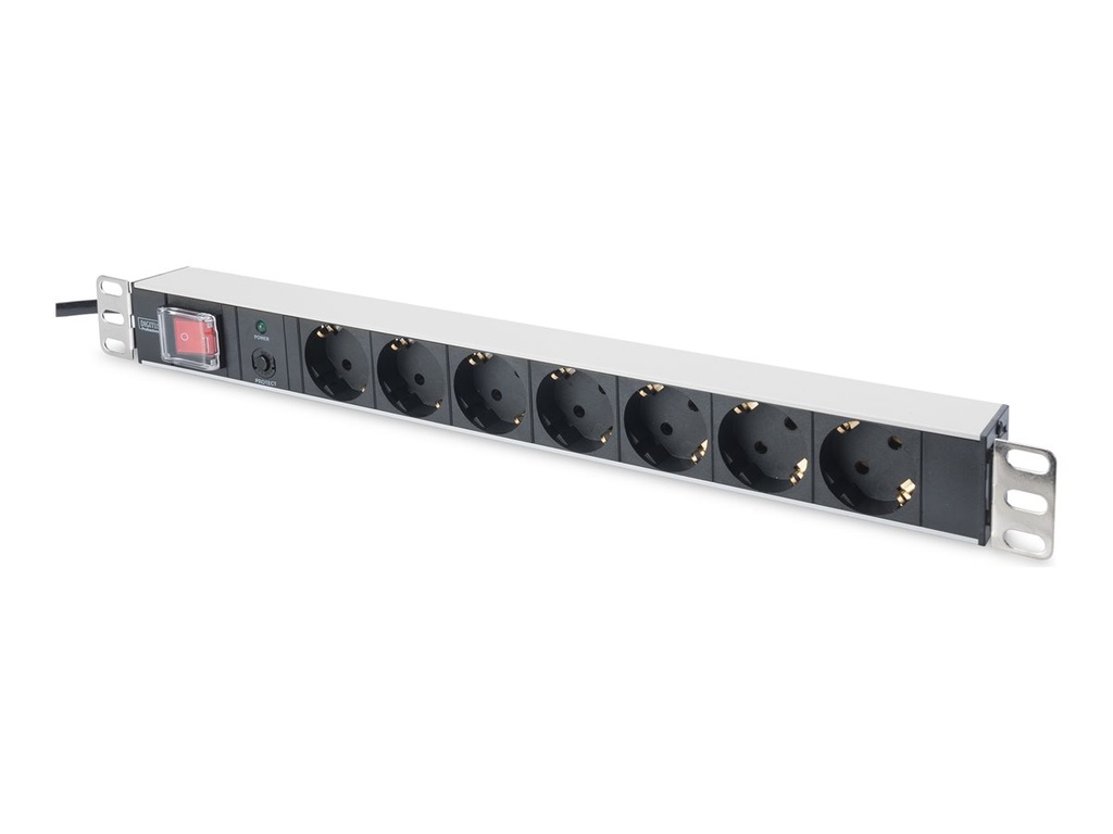 DIGITUS DN-95403 - Steckdosenleiste (Rack - einbaufähig) - Wechselstrom 250 V - Eingabe, Eingang Stromversorgung - Ausgangsanschlüsse: 7 (Stromversorgung)