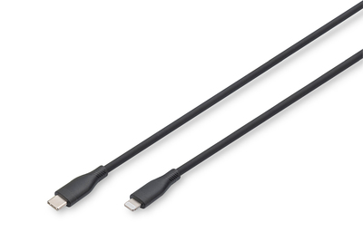 DIGITUS Lightning Silikon Anschlusskabel, USB-C - Lightning, 2m, schwarz