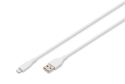 DIGITUS Lightning Silikon Anschlusskabel, USB-A - Lightning 2m, weiß