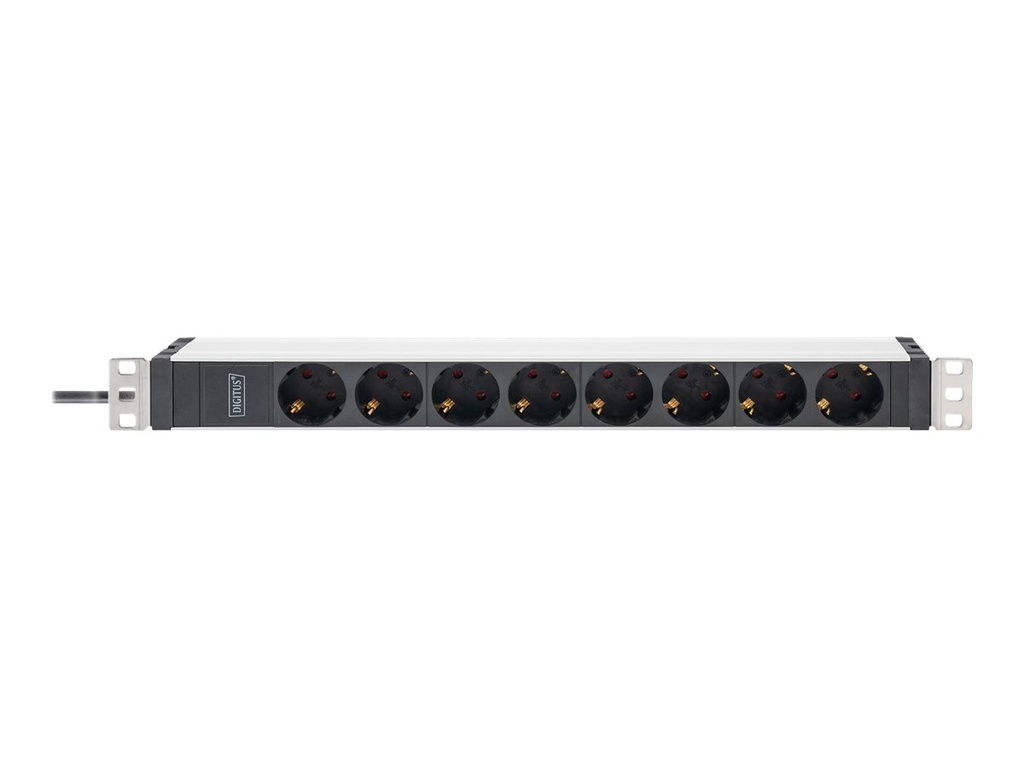 DIGITUS Stromverteilungseinheit (Rack - einbaufähig) - Wechselstrom 230 V - 3600 VA - 1-phasig - Eingabe, Eingang IEC 60320 C20 - Ausgangsanschlüsse: 8 (power CEE 7/3)