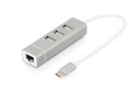 DIGITUS USB Typ-C 3-Port Hub + Fast Ethernet LAN-Adapter