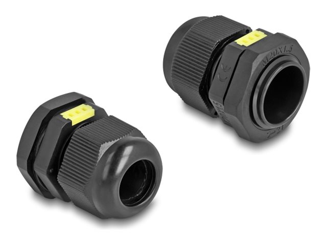 Delock Kabelverschraubung - M20, mit Belüftung, IP68 staub- und wasserdicht - Schwarz, RAL 9005 (Packung mit 2)