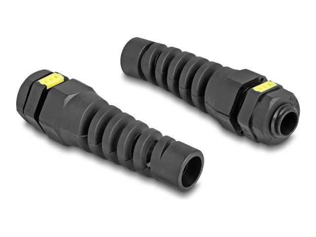 Delock Kabelverschraubung - M12, Belüftung, Zugentlastung, IP68 staub- und wasserdicht - Schwarz, RAL 9005 (Packung mit 2)