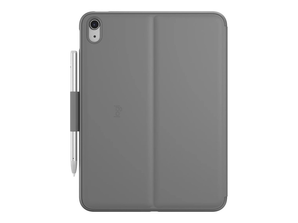 Logitech Slim Folio - Tastatur und Foliohülle - kabellos - Bluetooth LE - AZERTY - Französisch - Oxford Gray - für Apple 10.9-inch iPad (10. Generation)
