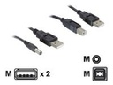 Delock Stromkabelkit - USB (M) zu USB Typ B, Gleichstromstecker 2,1 mm (M)