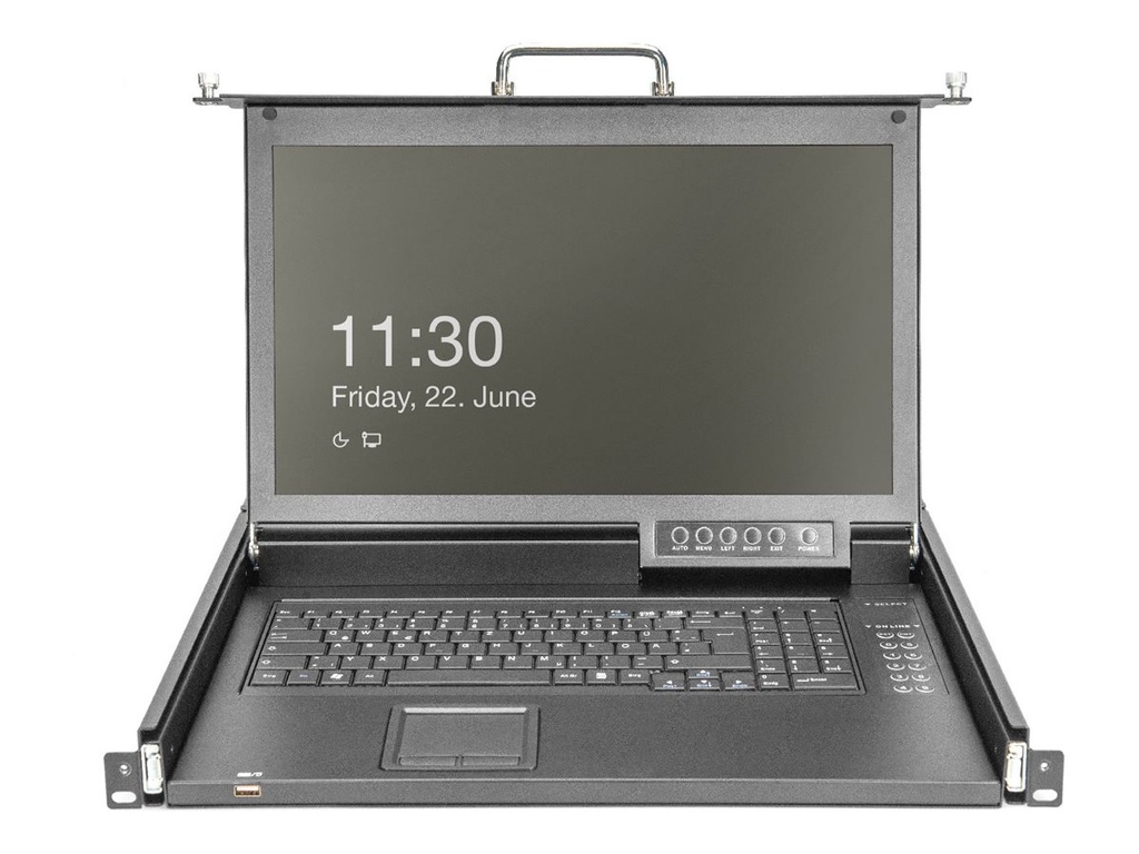 DIGITUS KVM-Konsole mit KVM-Switch - 8 Anschlüsse - Frankreich - 43.2 cm (17")