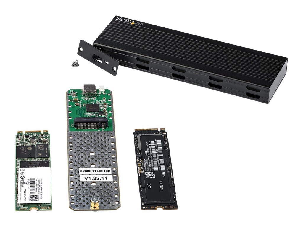 [SM2E1BMU31C] StarTech.com NVMe SSD Gehäuse - USB-C 10 Gbit/s auf M.2 NVMe oder M.2 SATA SSD - Externes M.2 PCIe/SATA NGFF SSD Aluminiumgehäuse - USB Type-C & USB-A - Unterstützt 2230/2242/2260/2280 ( SM2E1BMU31C)