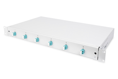 DIGITUS LWL Spleißbox, 1HE, bestückt, 6x LC DX, OM3