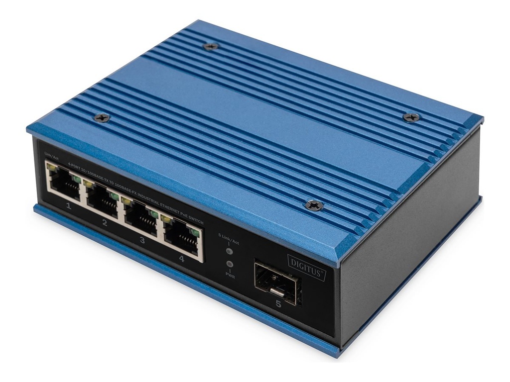 DIGITUS Switch - industriell - unmanaged - 4 x 10/100 (PoE+)
